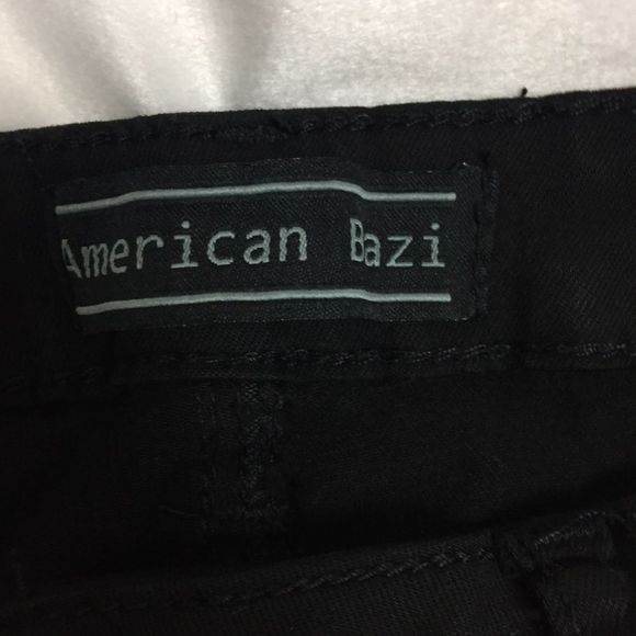 NWT American Bazi Skinny High Rise Jeans Black Sz 7 Distressed Destroyed - Picture 10 of 13